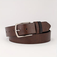Men's Square Leather Circle Embossed Belt