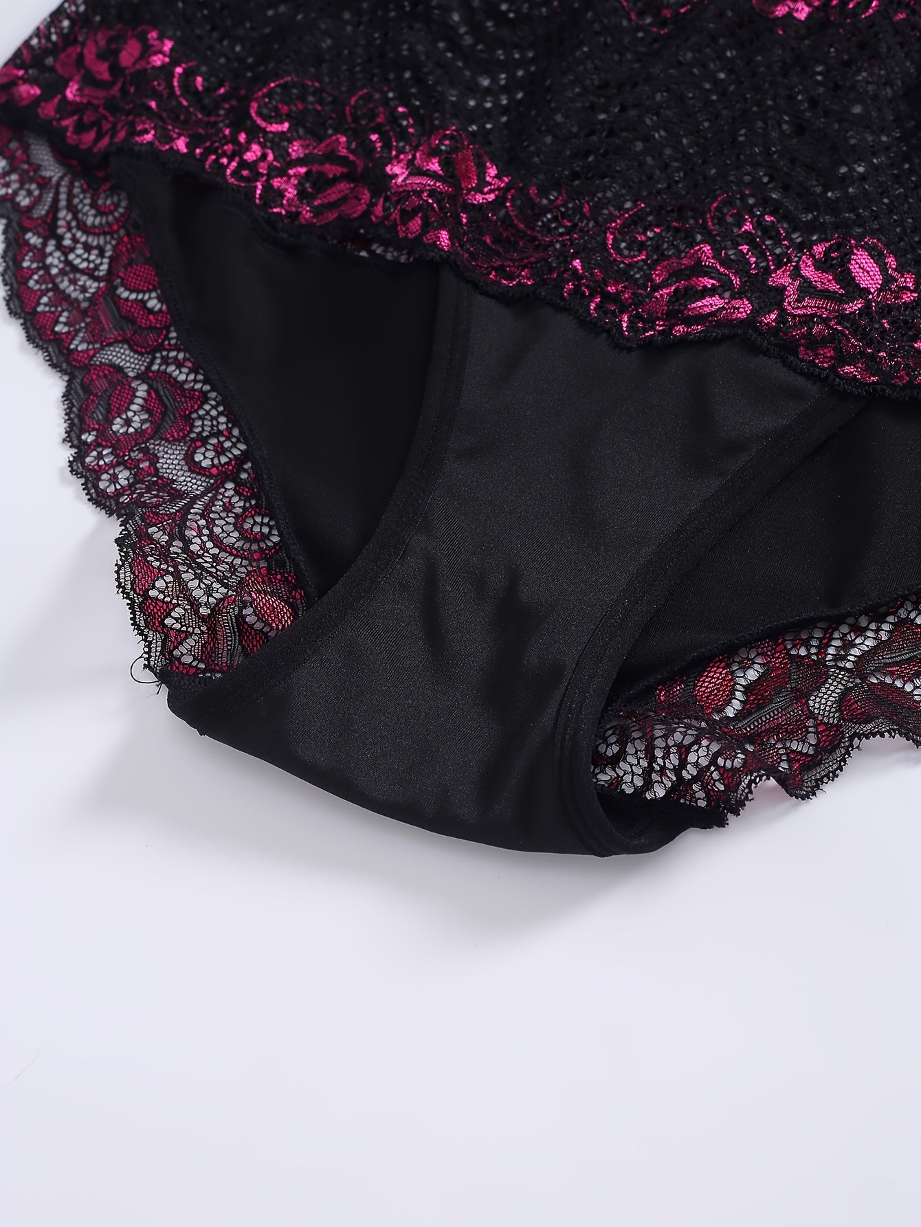 3 Pack Plus Size Sexy Lace Briefs Set Women's Plus Floral Embroidered