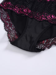 3 Pack Plus Size Sexy Lace Briefs Set Women's Plus Floral Embroidered
