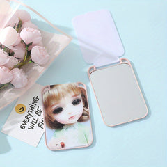 Girl Pattern Makeup Mirror Square Princess Mirror Folding Portable Makeup Mirror