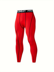 Men's Alphabets Pattern Compression Pants for Outdoor Fitness