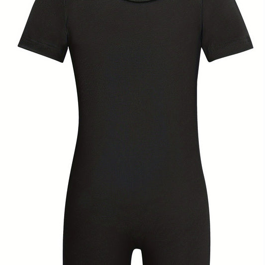 Kids Short Sleeve Gymnastics Romper Suit For Dance Performance