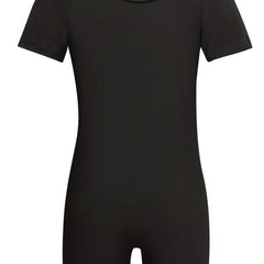 Kids Short Sleeve Gymnastics Romper Suit For Dance Performance