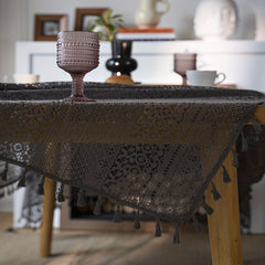 Bohemian Gray Lace Tablecloth for Parties and Home Decor