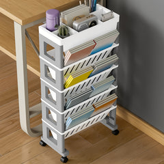 5-6 Level Movable Bookshelf Desk Side Bookshelf