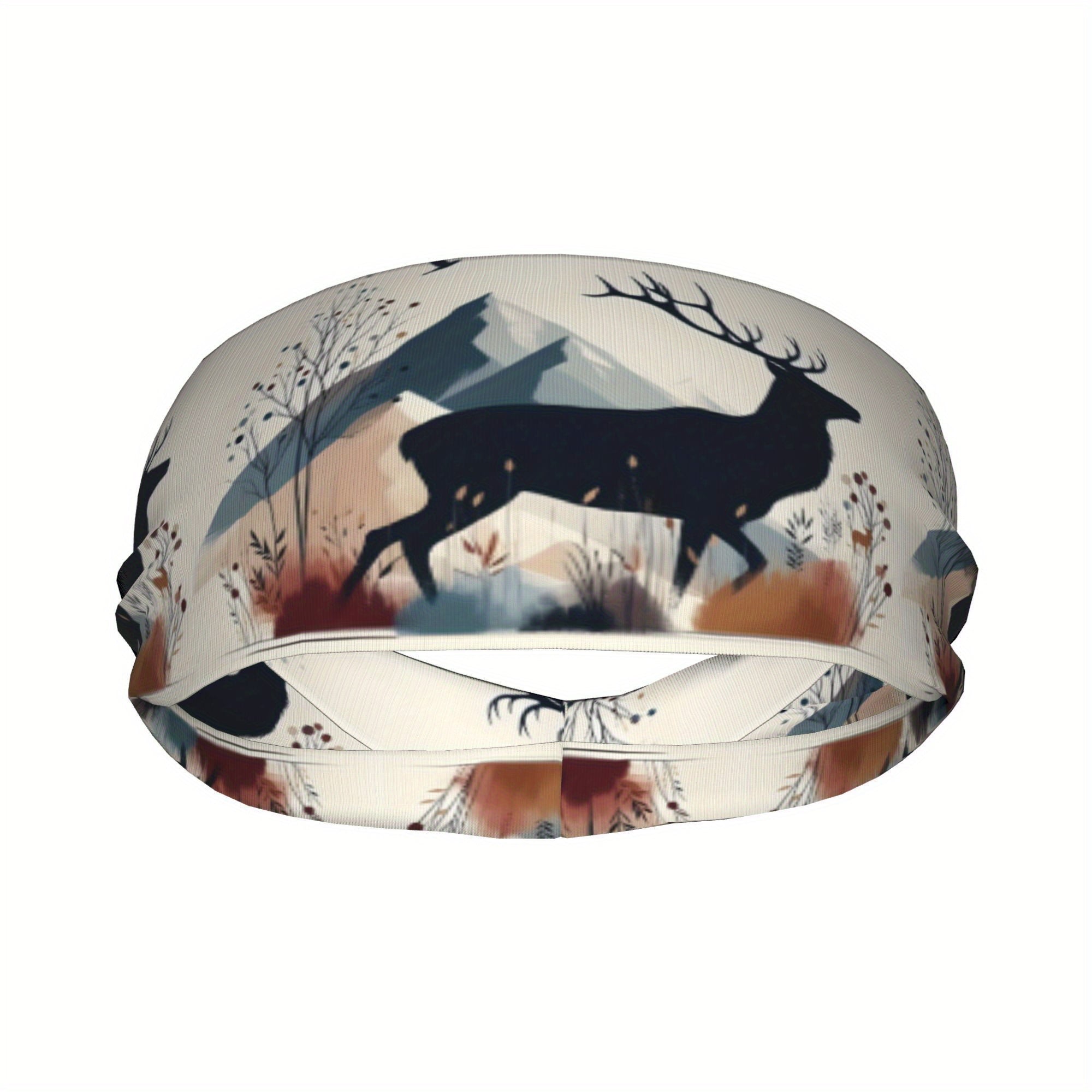 Deer & Mountain Landscape Headband Stretchy Breathable Polyester