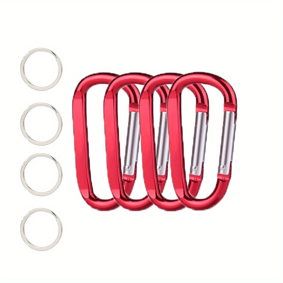 DORESS 4PCS Carabiner Clips Aluminum D Ring Shape with Keyring Hook