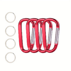 DORESS 4PCS Carabiner Clips Aluminum D Ring Shape with Keyring Hook