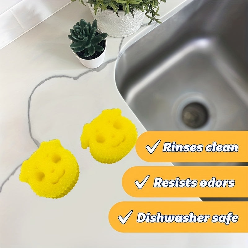 3pcs Cartoon Kitchen Cleaning Sponge And Scrubber, Anti-odor Dishwashing Sponge