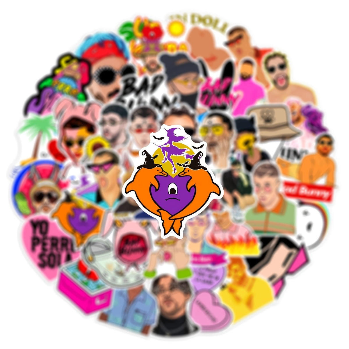 Bad Bunny Stickers 50 Pcs Vinyl Decals Laptop Skateboard Water Bottles Cars