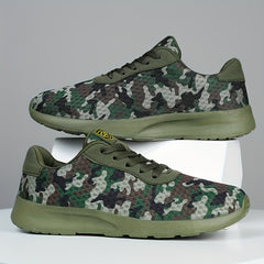 Men's Camo Lace-up Sneakers Breathable Athletic Shoes