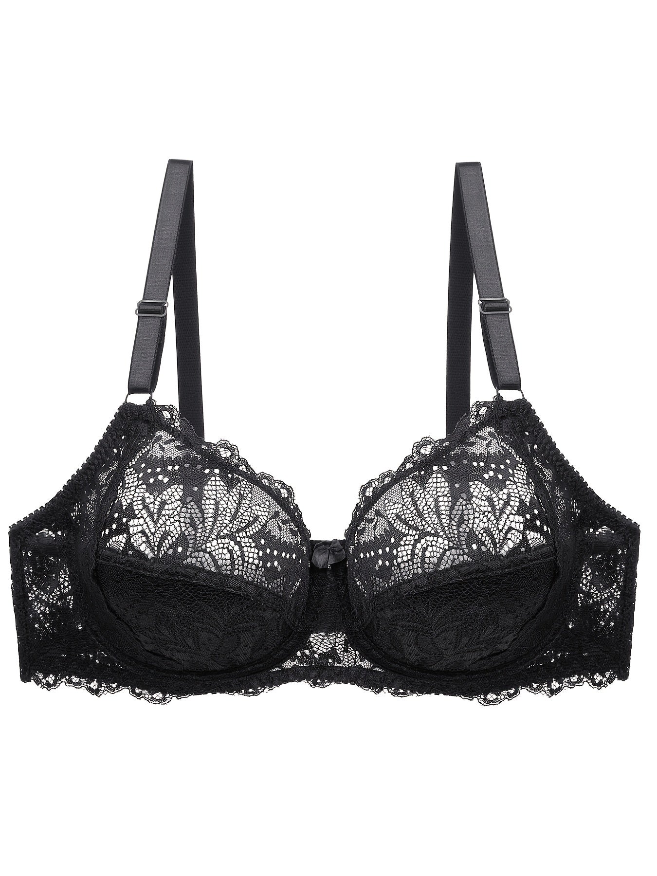 Contrast Lace Semi Sheer Plus Size Bra