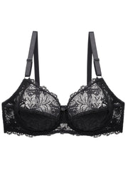 Contrast Lace Semi Sheer Plus Size Bra