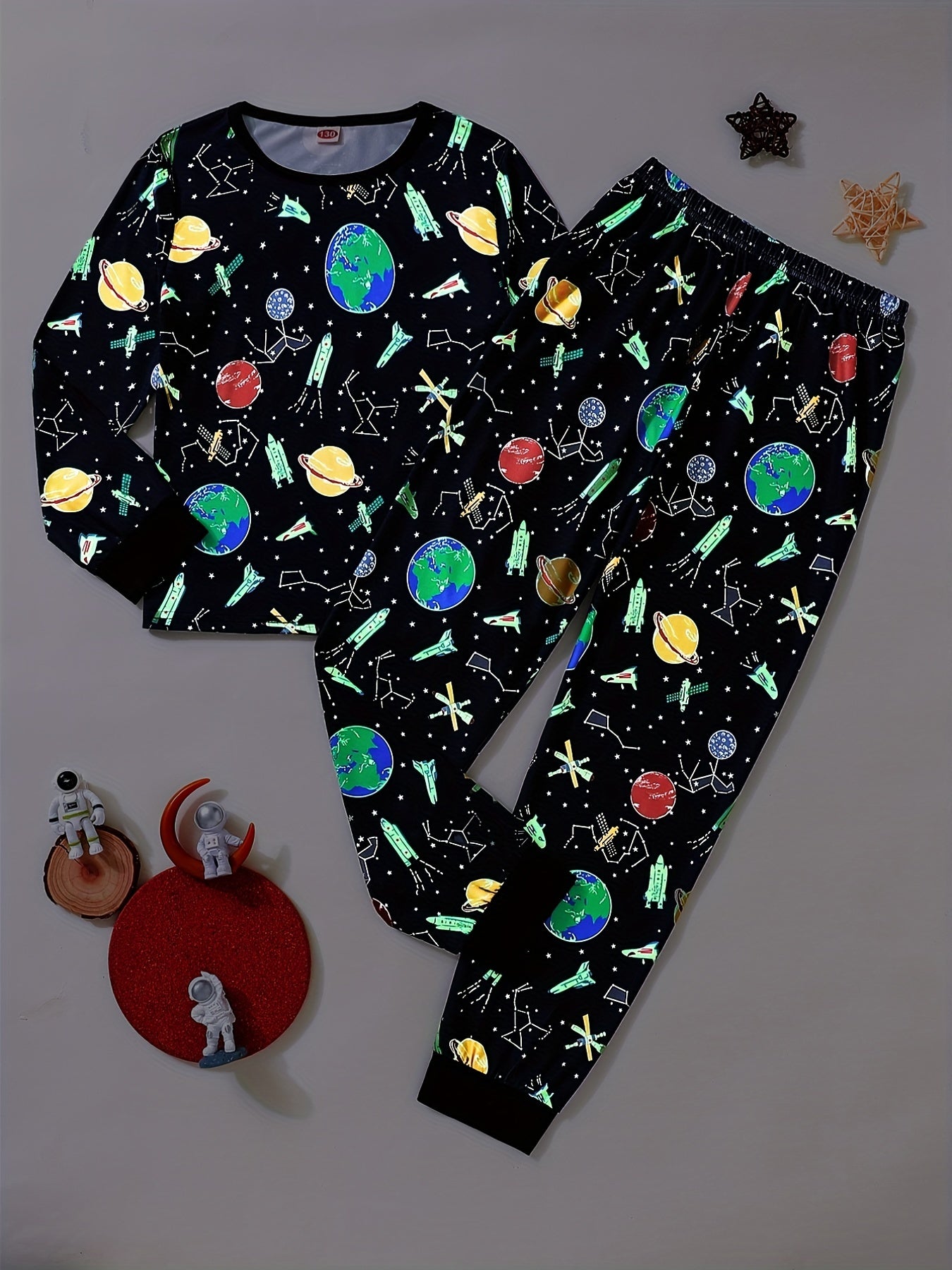 Space Planets Pajama Set for Kids Long Sleeve Top & Pants