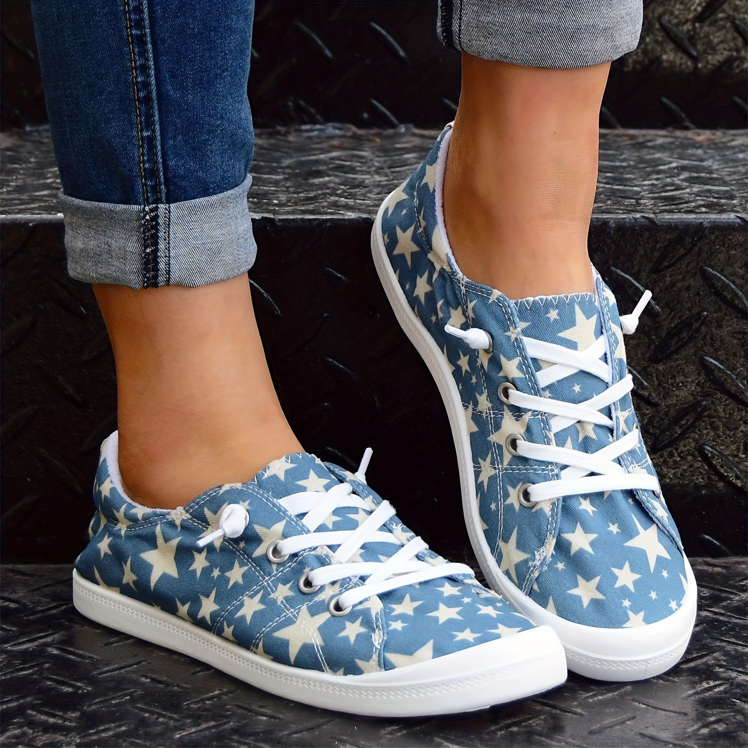 Star Pattern Flat Shoes Women's Shallow Mouth Casual Shoes