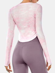 Women's Tie Dye Long Sleeve Fitness Top Quick Dry Stretchy Activewear