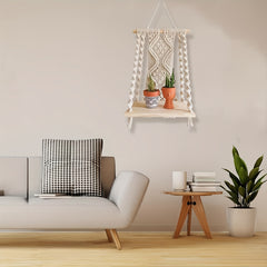 Boho Macrame Wall Shelf Tassel Woven Shelf
