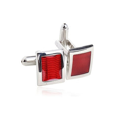 Men's Red Golden Tone Shirt Cufflinks For Business Party
