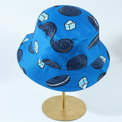 Reversible Biscuit Print Bucket Hat Casual Sun Hat Unisex Travel Beach Hats