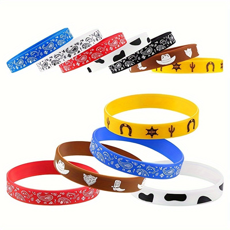 2Pcs Cowboy Ink Printing Silica Gel Bracelet for Sports Team