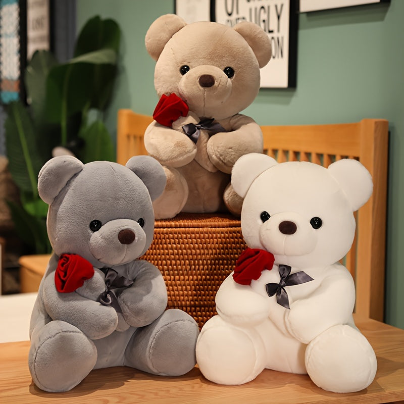 Cute Cartoon Rose Teddy Bear Plush Toy for Girls