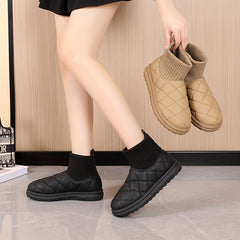 Women's Quilted Snow Boots Elastic Thermal Winter Ankle Boots