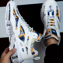 Men's Letter Graphic Chunky Sneakers Lace-Up Comfortable Shoes
