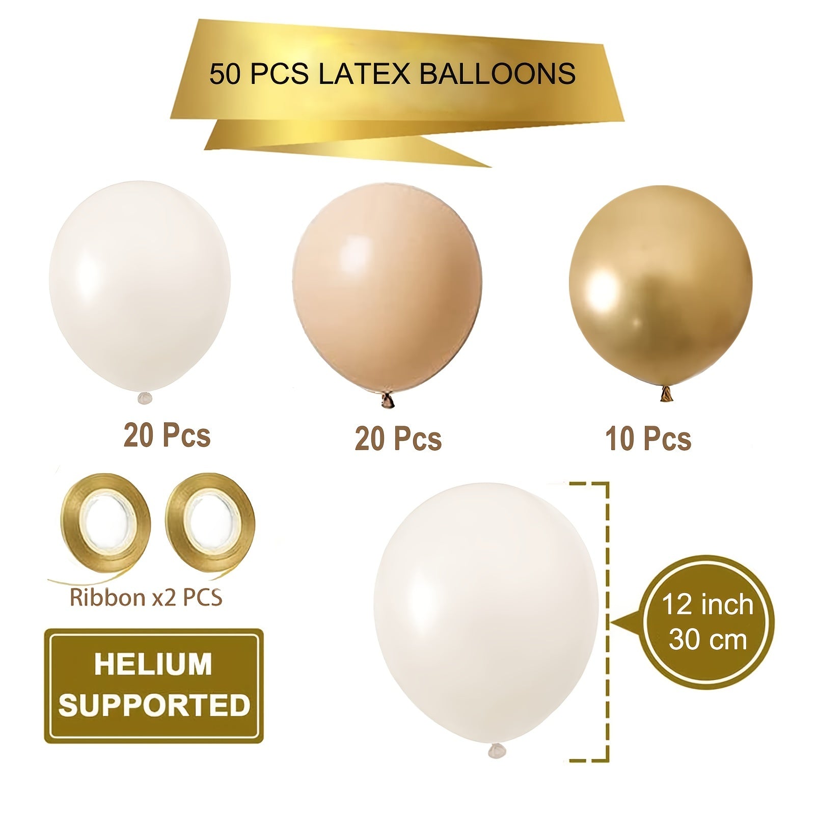 50pcs Neutral Latex Balloons for Birthday Wedding Baby Showers