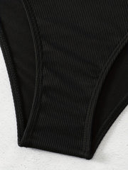 Modest Tankini Set Ribbed Knit V Neck Cami Top & Panty Swimsuit
