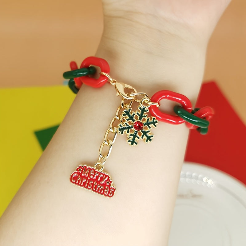 Christmas Bracelet Snowflake Elk Pendant Adjustable Chain Bracelet