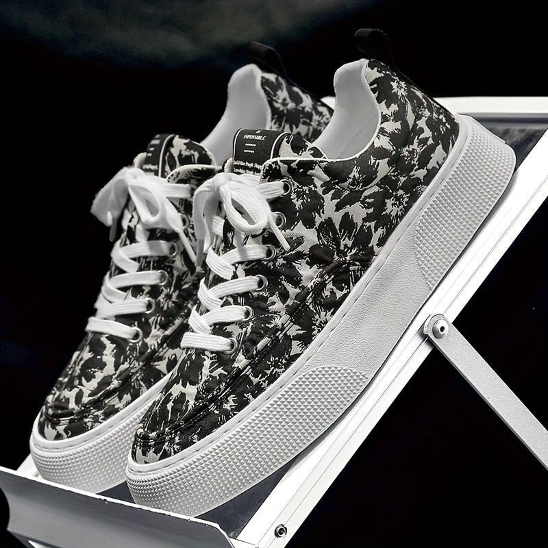 Men's Flowery Skate Shoes Lace up Sneakers