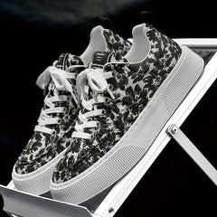 Men's Flowery Skate Shoes Lace up Sneakers