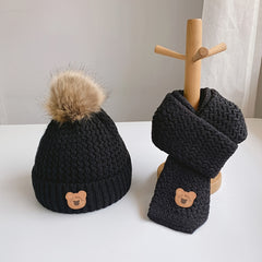 Kids Hat and Scarf Set, Warm Knitted Winter Hat and Neck Warmer