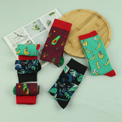 Men's Cartoon Crew Socks, 3 Pairs, Comfy Street Style, All Seasons