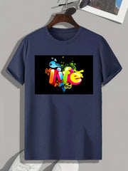 Colorful Letters Print Mens Graphic Tee Shirt for Summer