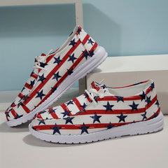 Women's Patriotic Boat Shoes Star & Stripe Graphic Canvas Shoes