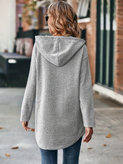 Solid Kangaroo Pocket Hoodie Casual Long Sleeve Drawstring Hoodies Sweatshirt