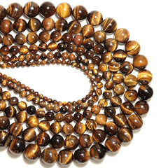 Natural Tiger Eye Stone Beads Smooth Brown for Jewelry Making