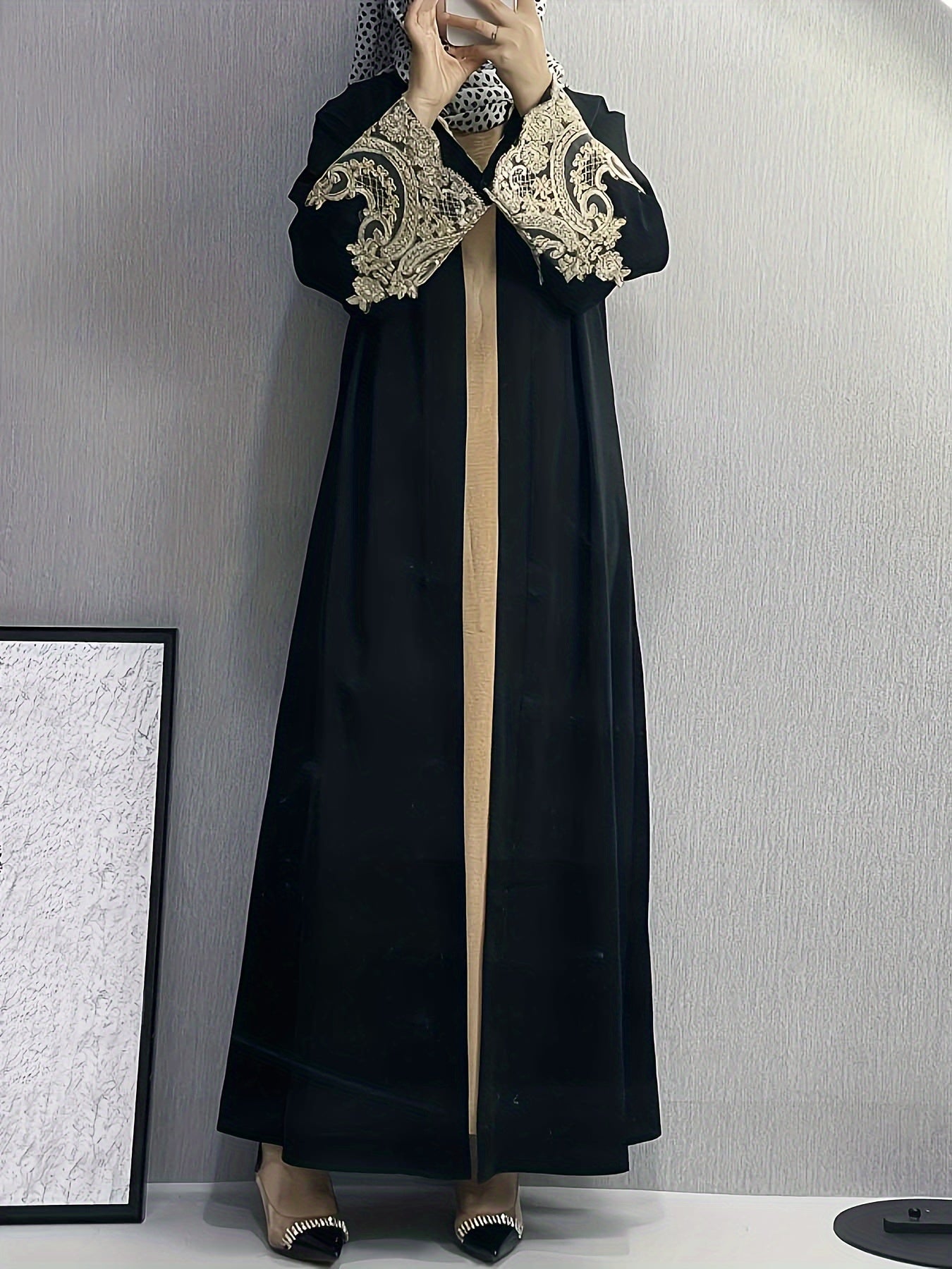 Floral Embroidery Abaya Maxi Robe