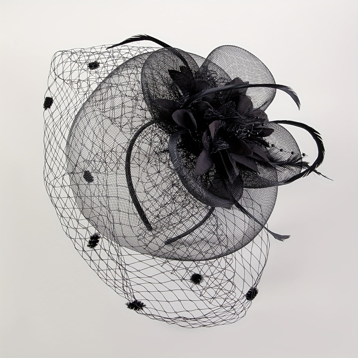 Women Flower Feather Fascinator Tea Party Hat Hand Work Headband