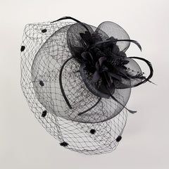 Women Flower Feather Fascinator Tea Party Hat Hand Work Headband