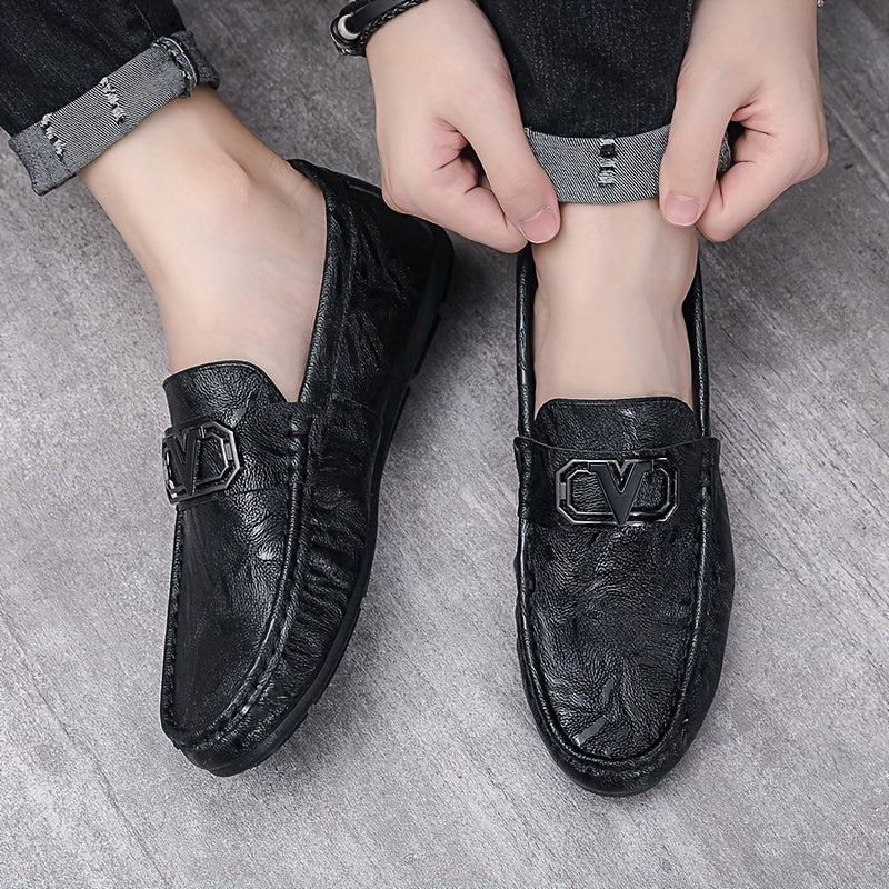 Men's Letter Decor Loafer Shoes Non-slip Driving Moccasins