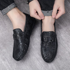 Men's Letter Decor Loafer Shoes Non-slip Driving Moccasins