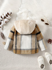 Boys Plaid Hooded Jacket Toddler Warm Coat