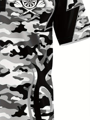 Men's Camo Pattern Short Sleeve Shirt for Outdoors