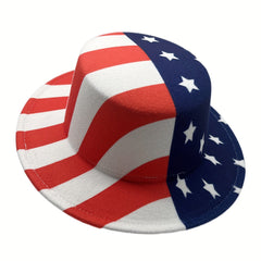 Unisex Independence Patriotic Fedora Cap Flat Brim Top Hat