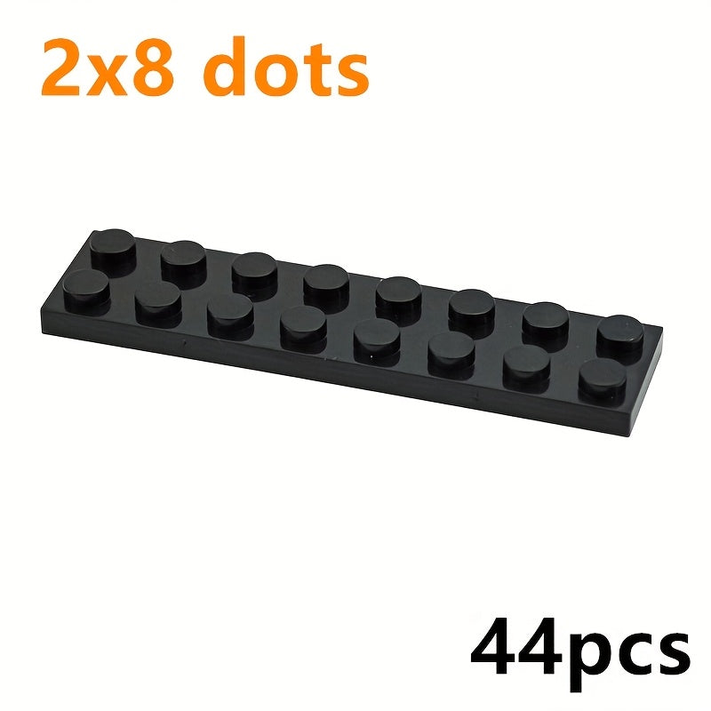 44pcs 2x8 Thin Brick Building Blocks ABS Red Brown Gray Beige Light DIY