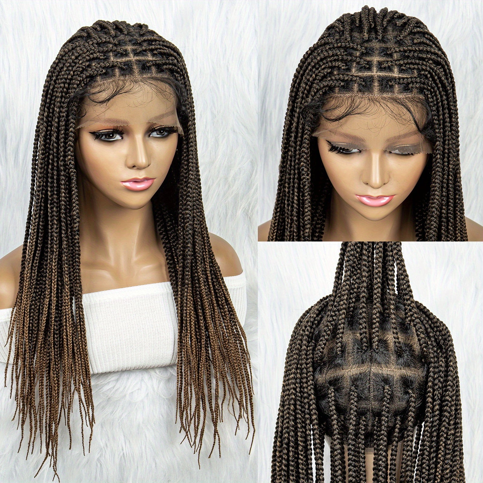 60 96 Cm Full Lace Box Braid Wigs Pre Plucked 180 Density