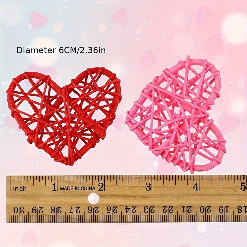 6pcs Heart Rattan Decorative Balls with Willow Sticks