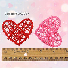 6pcs Heart Rattan Decorative Balls with Willow Sticks